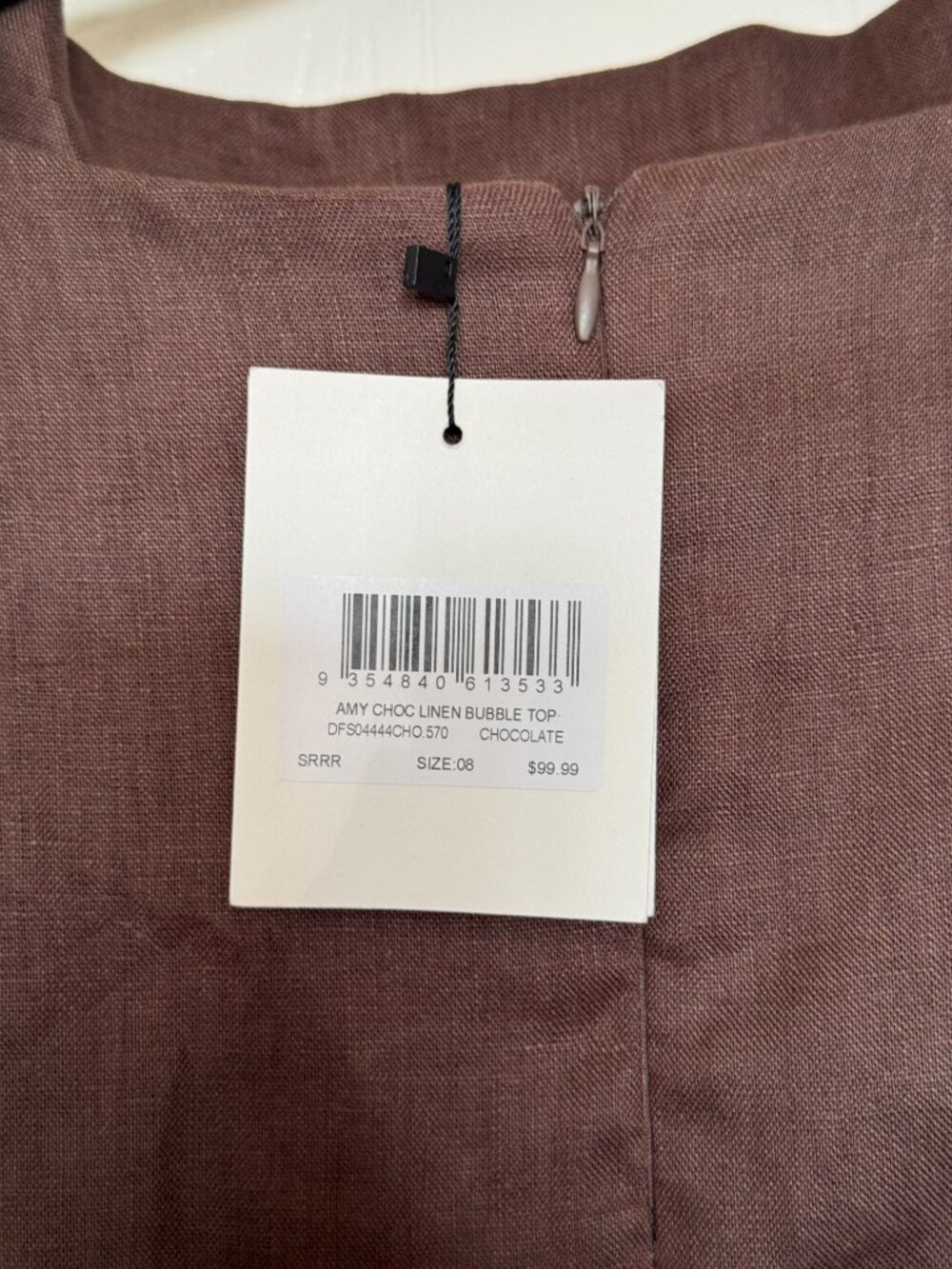 DISSH Amy Choc Linen Bubble Top & Midi Skirt Matching Set Size 8 NWT - Picture 4 of 9
